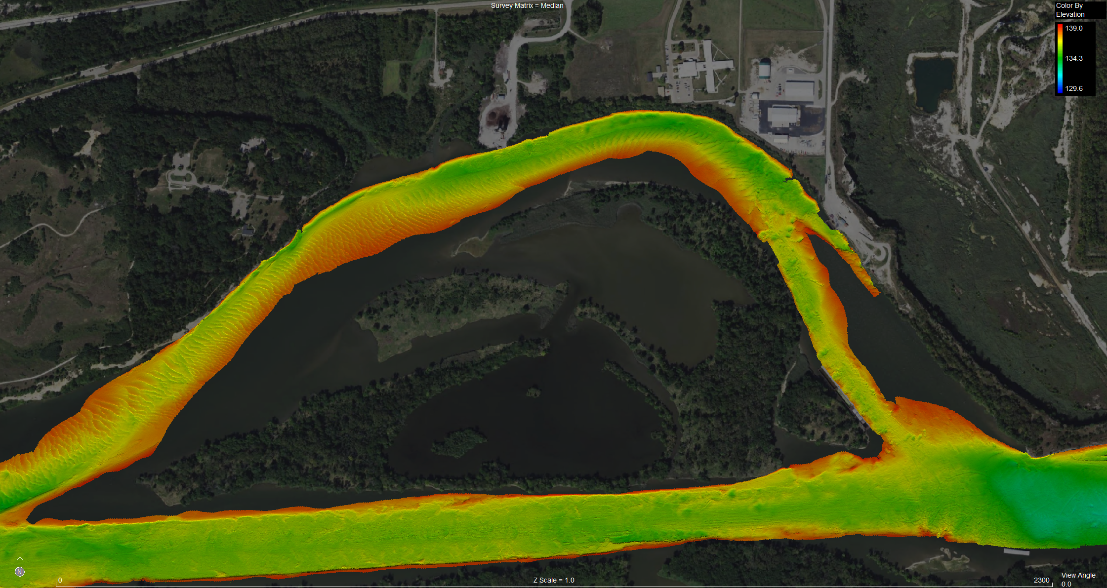 Multibeam matrix in the Starved Rock Pool of the Illinois River